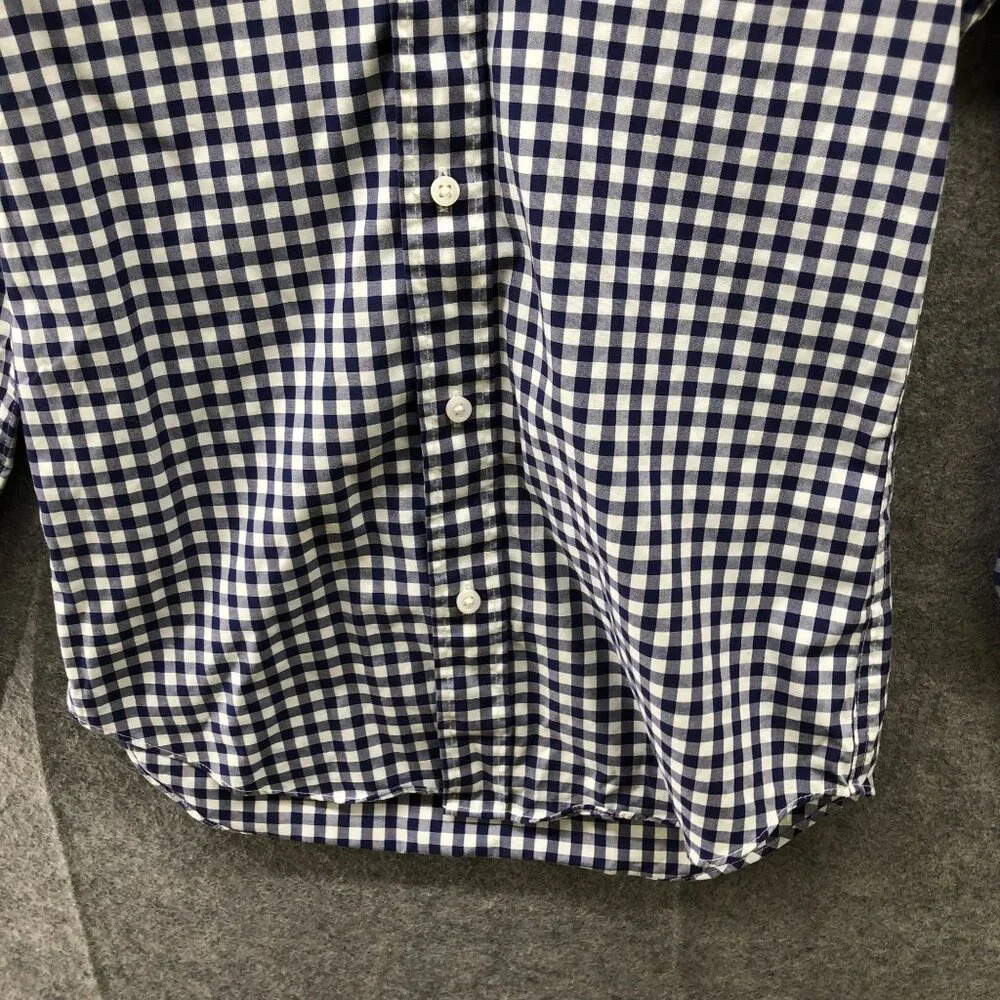 Crewcuts Ludlow‎ Shirt Boys Size 10 Long Sleeve Blue White Gingham Check